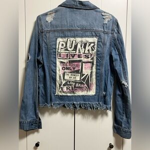 Bethany Mota punk graphic Jean jacket size L